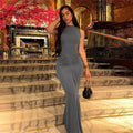 European and American style 2024 spring new style trend temperament commuting solid color pleated high waist hip-wrapped slim fit dress long skirt for women