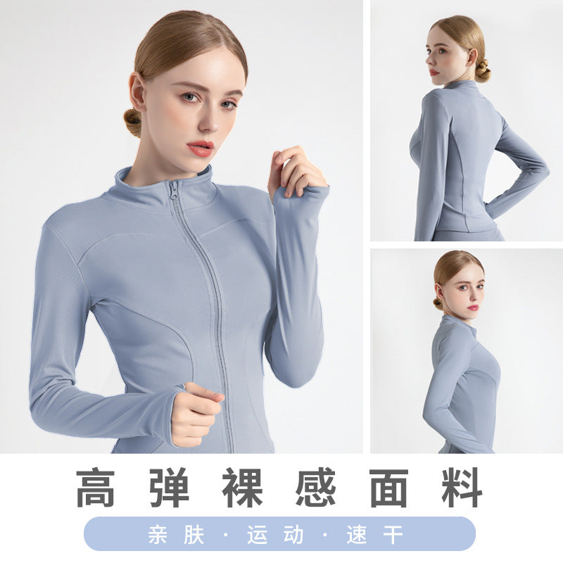 New sports jacket women's autumn and winter fitness clothes stand-up collar casual running jacket quick-drying tight-fitting yoga top