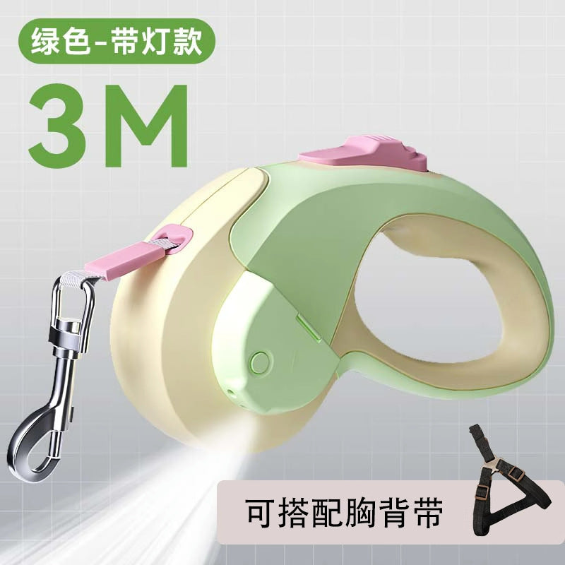Dog retractable luminous automatic leash small and medium-sized dog walking rope dog chain Teddy outing pet supplies
