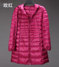 Cross-border women's clothing autumn and winter hooded down jackets plus size light and thin slim-fit mid-length women's jacket S-7XL