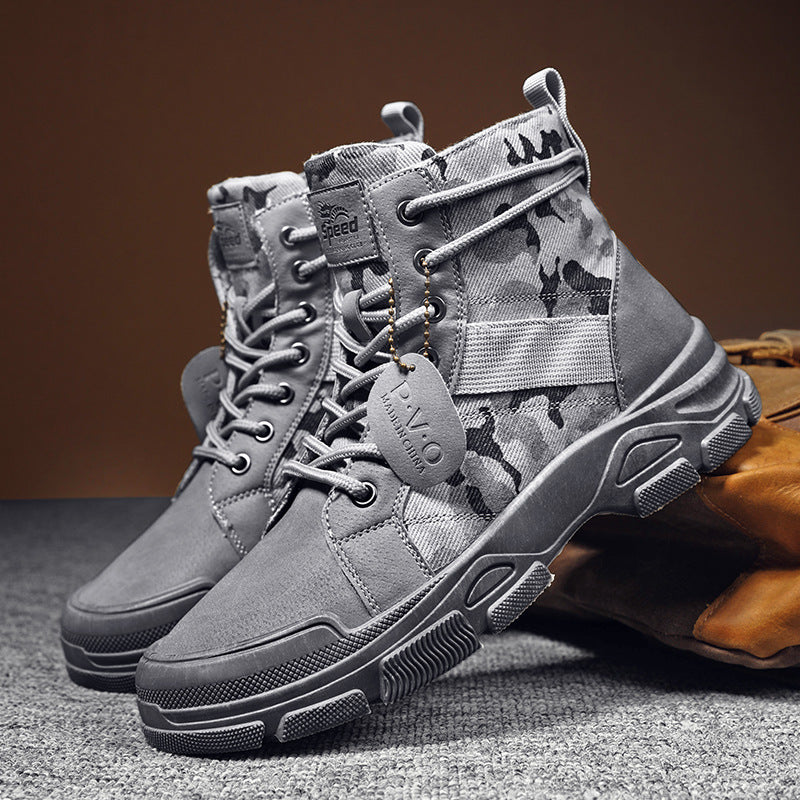 Popular Men's Boots 2021 Autumn New Men's Camouflage Boots Trendy Casual Martin Boots Retro Desert Military Boots Wholesale