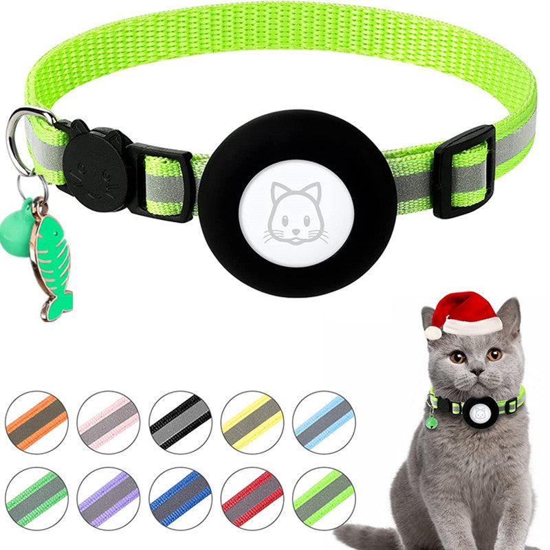Suitable for Apple Airtag tracker protective case pet reflective belt bell fish bone pendant collar cat collar