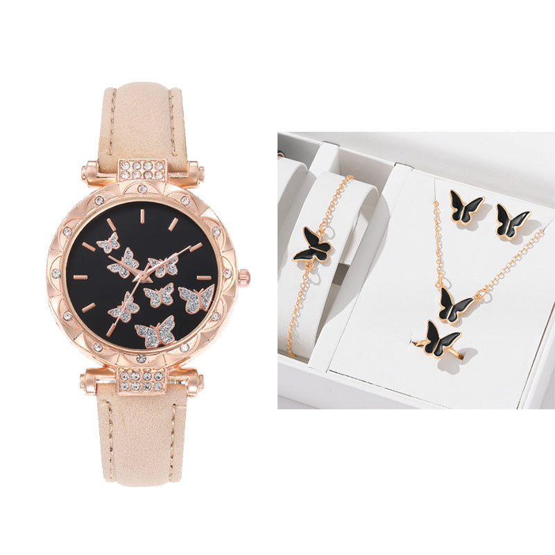 New Douyin popular women's watch, fashionable and personalized simple watch, butterfly digital belt watch wholesale