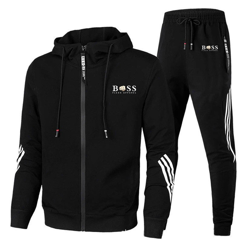 Cross-border new casual sports two-piece men's sweater suit hoodie printing men's sweater spot printing