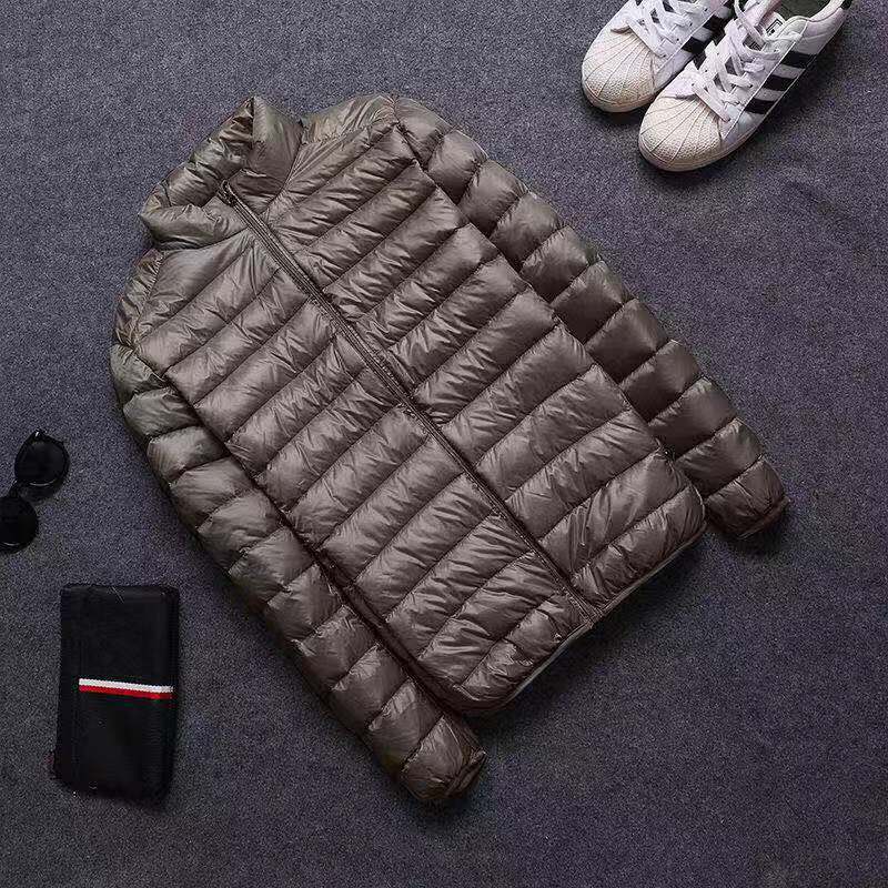 Foreign trade men's light down padded jacket men's winter Korean version slim hooded stand-up collar solid color warm padded jacket men