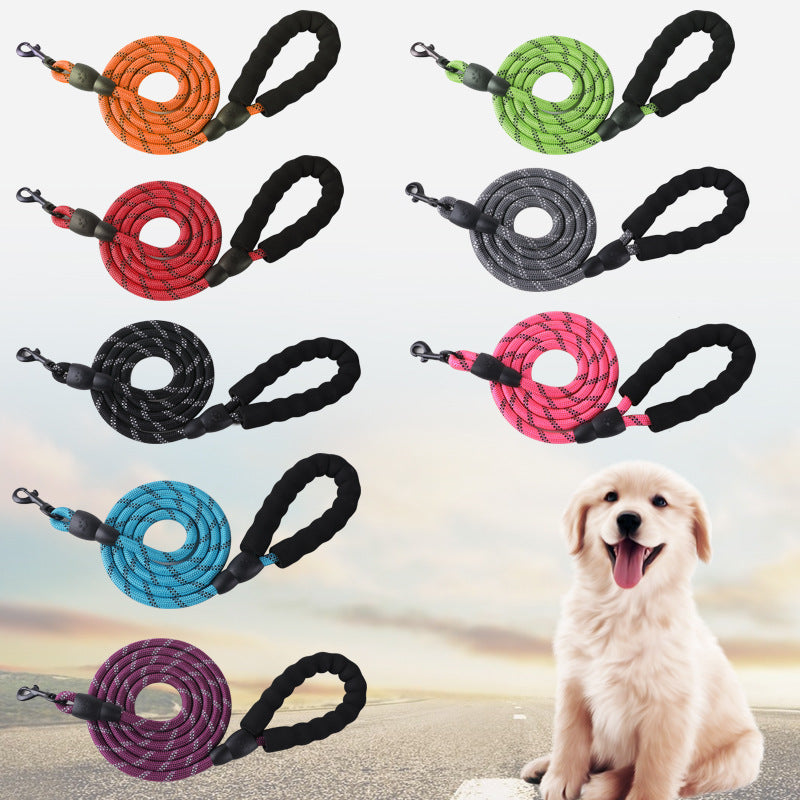 Cross-border pet leash anti-explosion punching dog leash reflective round rope dog chain leash dog leash not tight hand leash