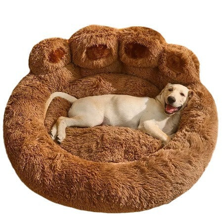 Cross-border winter dog kennel and cat kennel plush warm plush thickened creative panda paw cat and dog universal pet kennel manufacturer