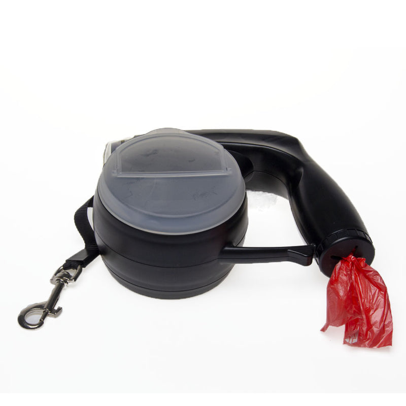 4 meters LED automatic retractable dog leash with water bowl dog food box and garbage bag pet tractor dog chain