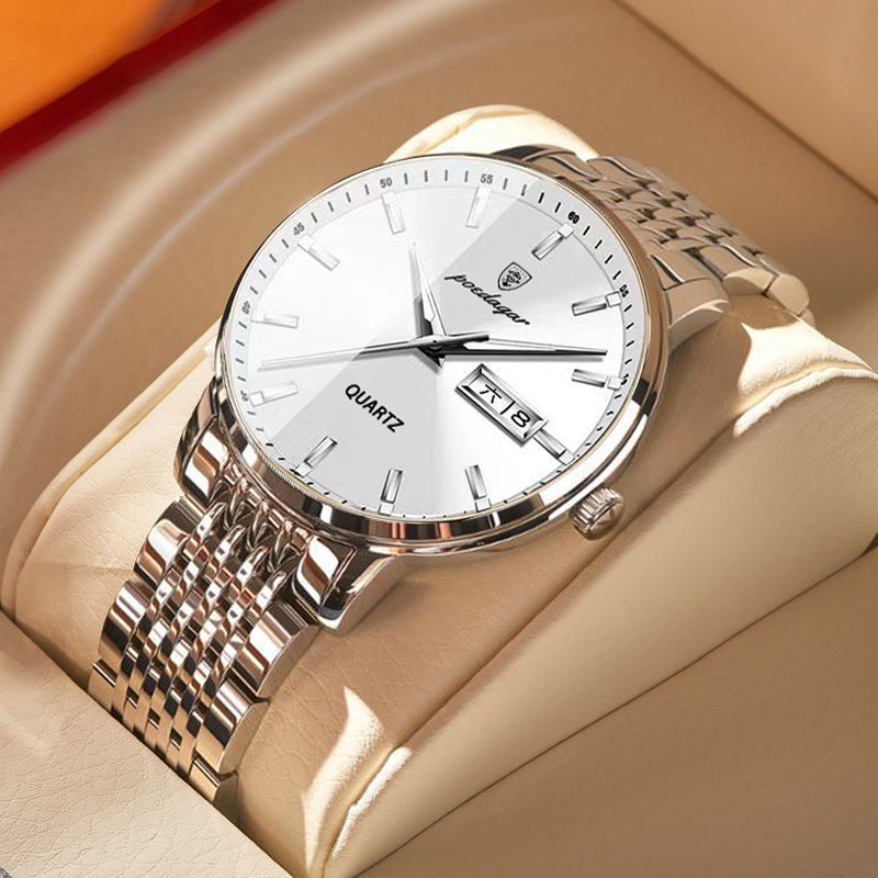 Swiss brand dual calendar men's watch waterproof luminous ultra-thin quartz watch live broadcast foreign trade hot model dropshipping
