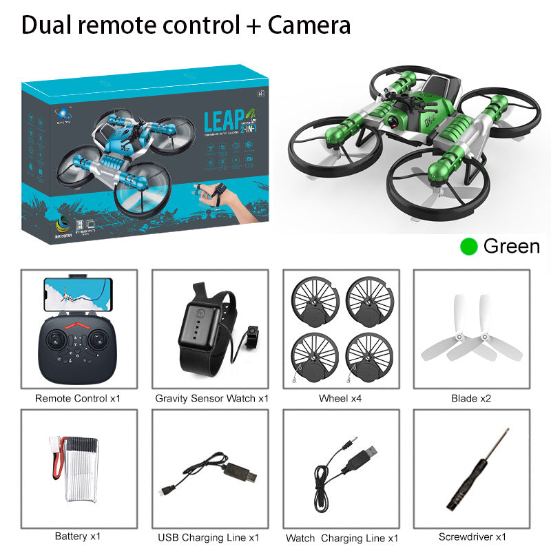 Land and air folding deformation motorcycle quadcopter gesture sensing aerial drone remote control aircraft toy