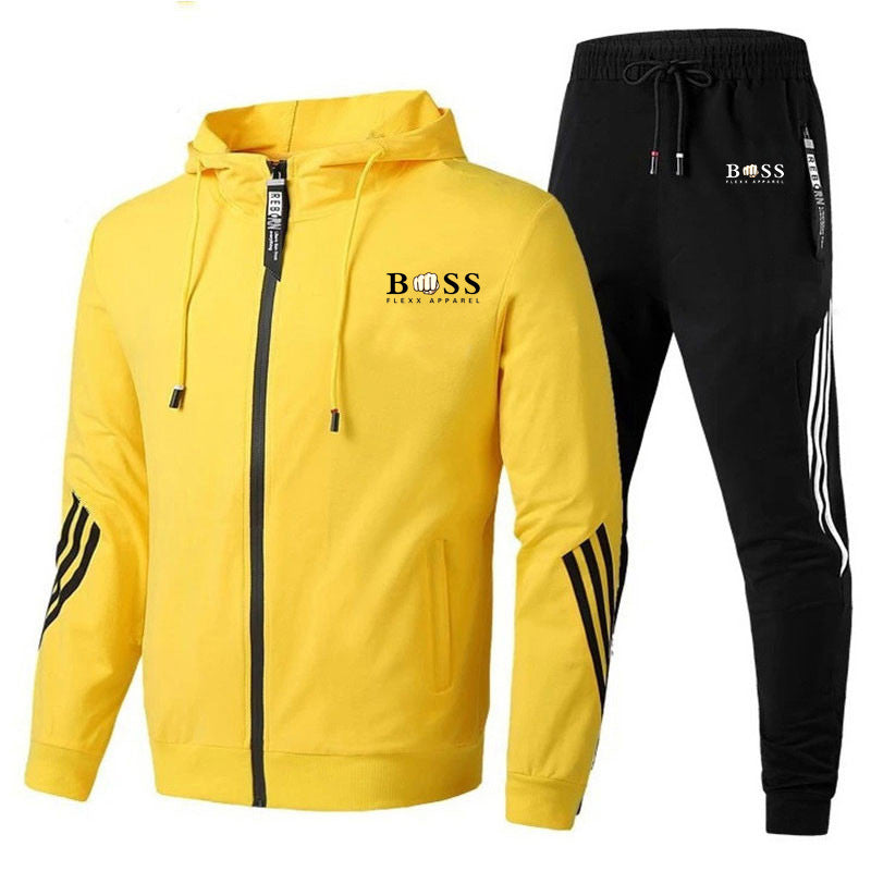 Cross-border new casual sports two-piece men's sweater suit hoodie printing men's sweater spot printing