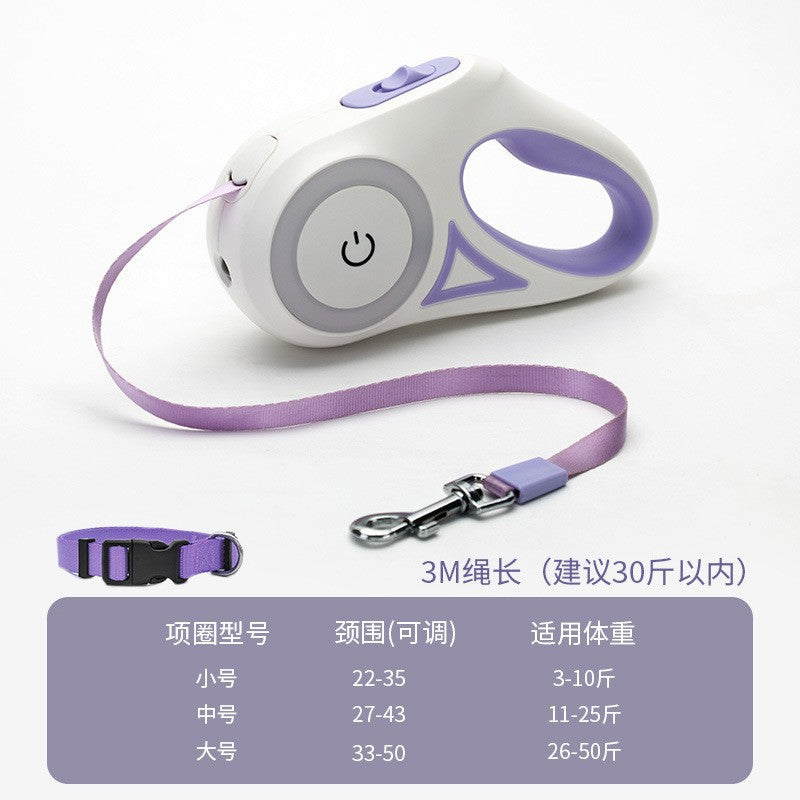 Dog retractable luminous automatic leash small and medium-sized dog walking rope dog chain Teddy outing pet supplies