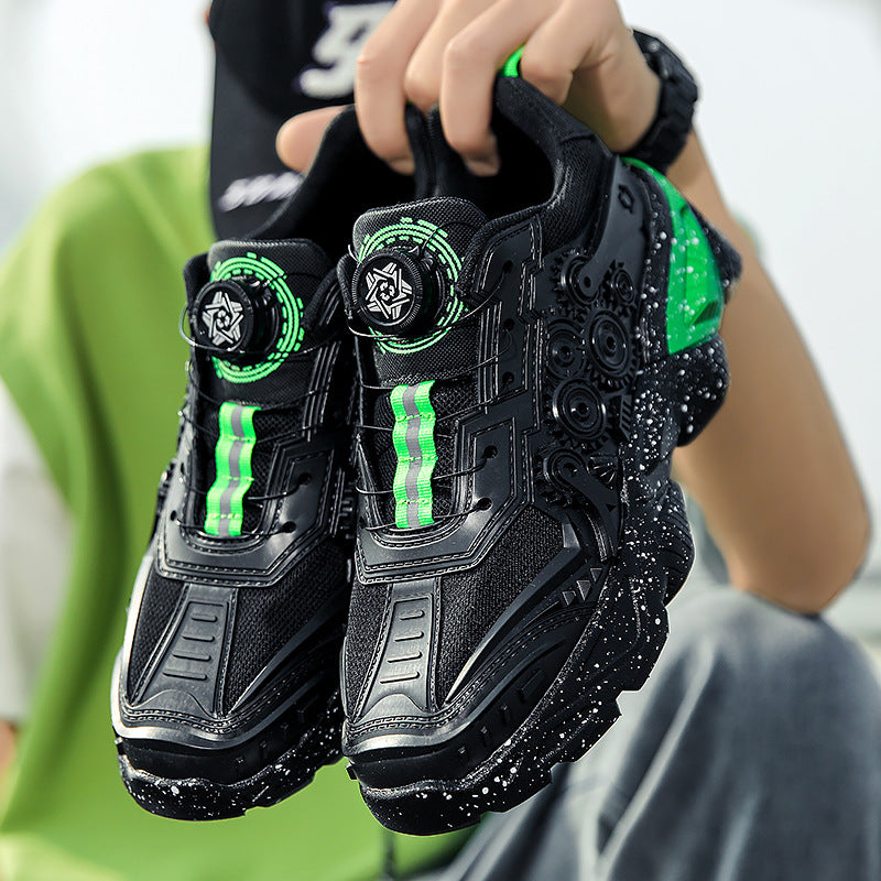 Sports shoes men's swivel buttons foreign trade large size daddy shoes couple running machine armor shoes men's shoes factory direct sales