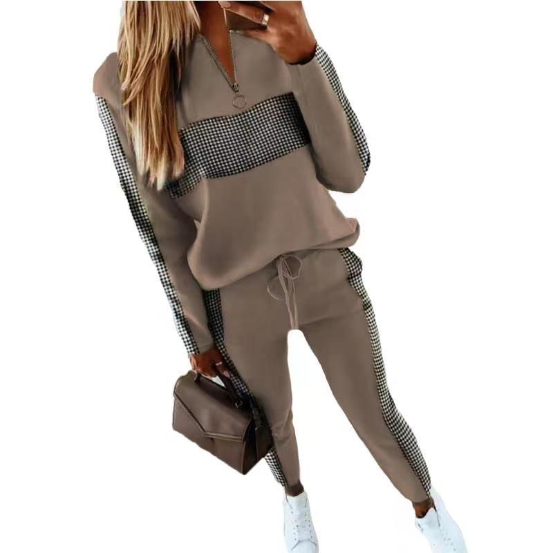 2022 Amazon spring and autumn new cross-border European and American popular women's gray splicing suit