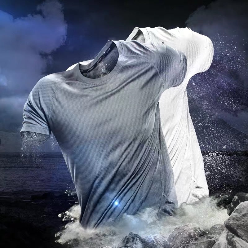 Men's Workout Shirts Lightweight Quick Dry T-Shirts Fishing Hiking Solid Color Mesh Breathable Loose Plus Size Melman Shirt