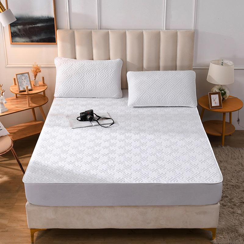 Jinfudi Amazon pure cotton brushed solid color bed sheet quilted bed cover all-inclusive thickened mattress protector