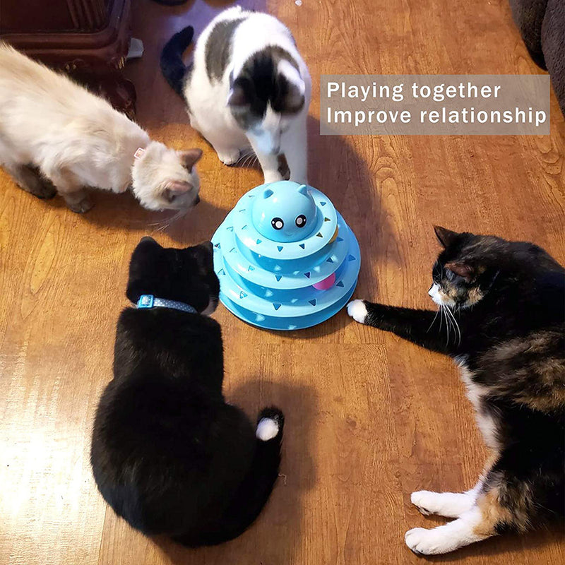 Cross-border manufacturers spot new pet toys cat three-layer cat turntable self-hey fun bell toy ball