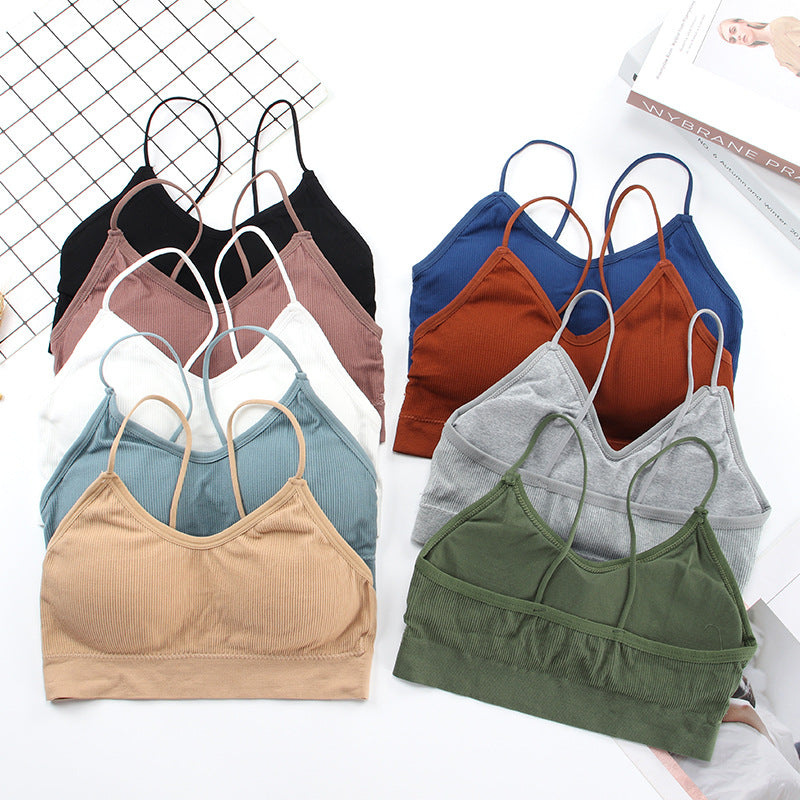 New seamless anti-glare tube top with chest pad threaded camisole beauty back wrap chest one piece bra underwear women