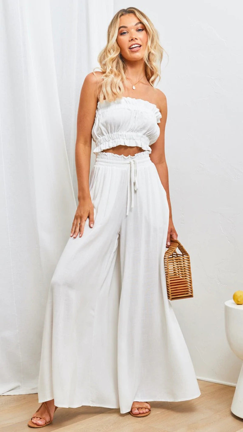European and American cross-border spring and summer new women's wide-leg trousers elastic waistband wide-leg high-waisted long culottes for women