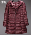 Cross-border women's clothing autumn and winter hooded down jackets plus size light and thin slim-fit mid-length women's jacket S-7XL