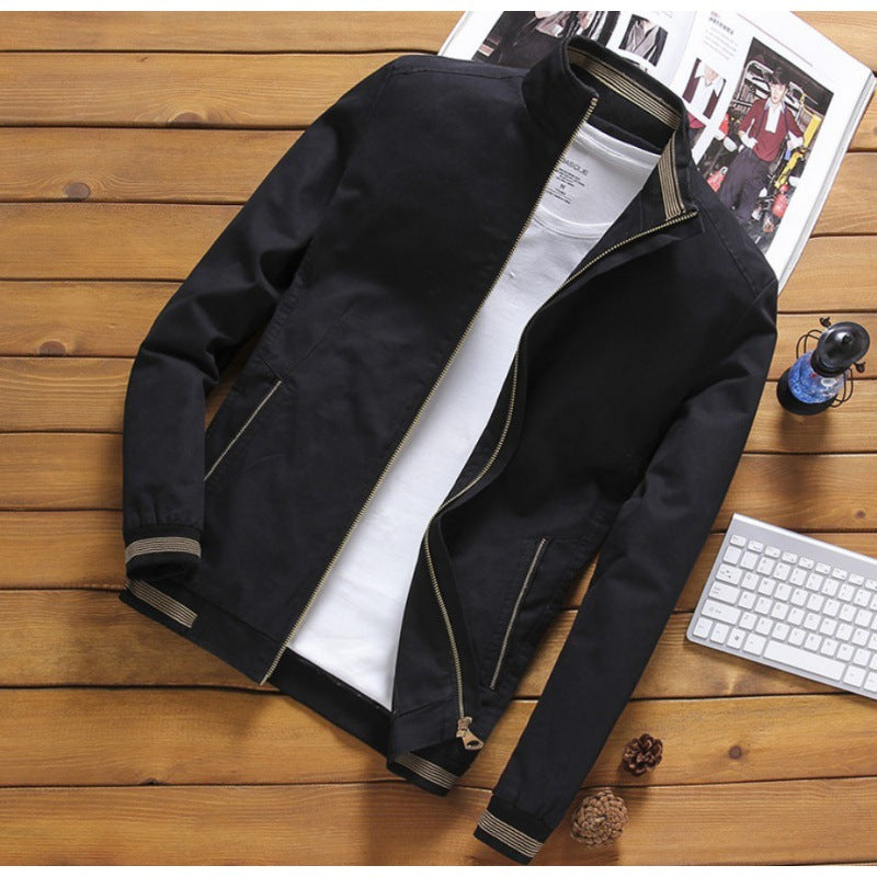 Cross-border supply 2022 winter new men's jacket plus velvet thick Korean version of the slim men's jacket stand collar men's trend