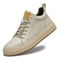 Two-layer cowhide men's shoes autumn new flat-heel soft-soled shoes trendy all-match breathable genuine leather casual leather shoes beige