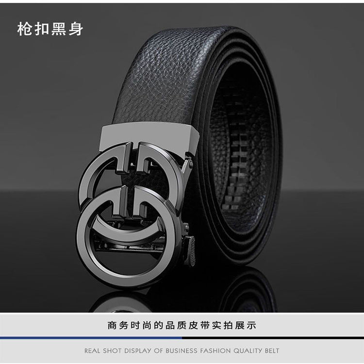 Men's leather belt automatic buckle business trend new style belt high-end cowboy versatile youth fashion belt