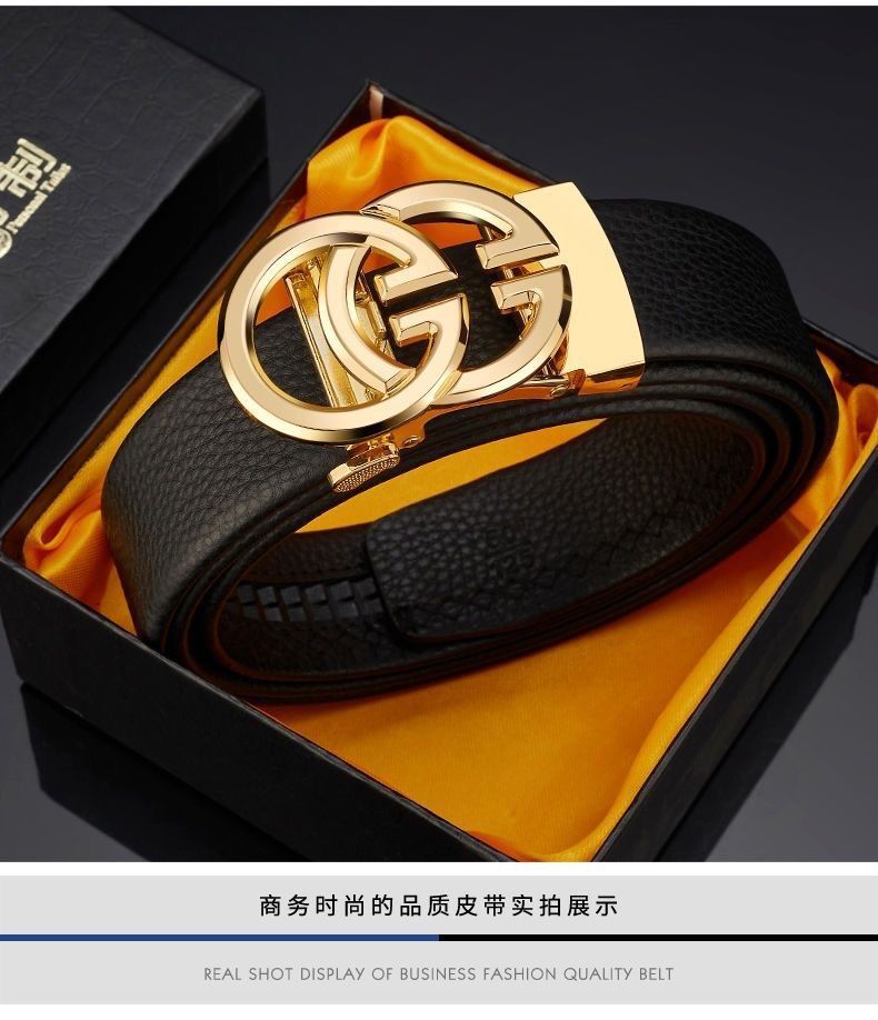 Men's leather belt automatic buckle business trend new style belt high-end cowboy versatile youth fashion belt