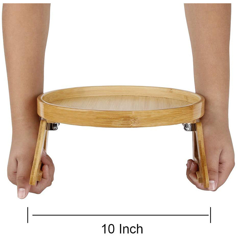 Bamboo Sofa Disc Round Storage Bamboo Disc Sofa with Leg Tray Foldable Bed Tray Round Tray