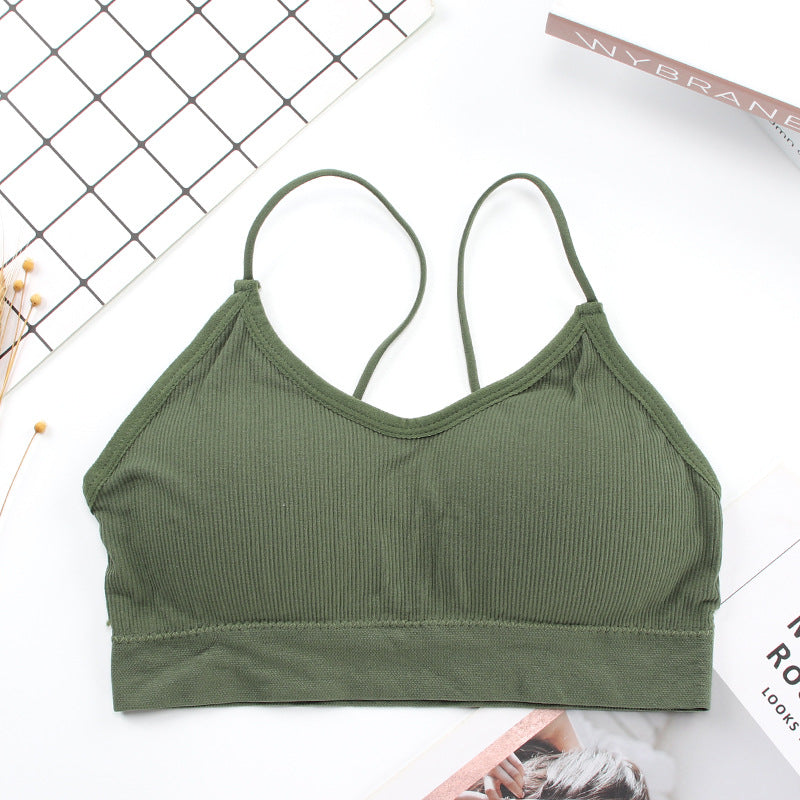 New seamless anti-glare tube top with chest pad threaded camisole beauty back wrap chest one piece bra underwear women