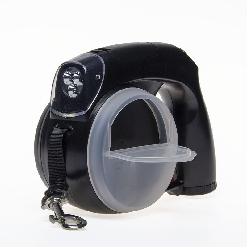 4 meters LED automatic retractable dog leash with water bowl dog food box and garbage bag pet tractor dog chain