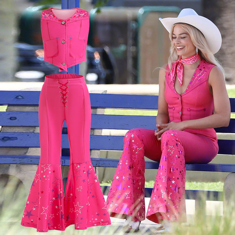 European and American new cosplay live-action Barbie movie matching set for girls stage performance slimming two-piece set