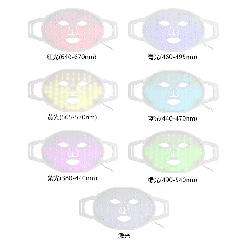 Foreign trade popular photon skin rejuvenation mask instrument whitening and acne 7 color phototherapy instrument led silicone beauty mask instrument