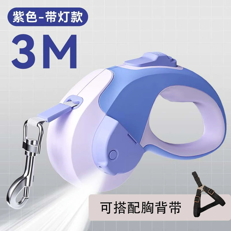 Dog retractable luminous automatic leash small and medium-sized dog walking rope dog chain Teddy outing pet supplies