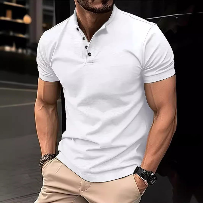 European and American ins cross-border 2023 summer fast sale Amazon T-shirt men's button henley collar sports polo shirt