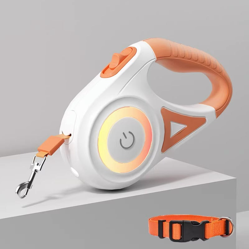 Dog retractable luminous automatic leash small and medium-sized dog walking rope dog chain Teddy outing pet supplies