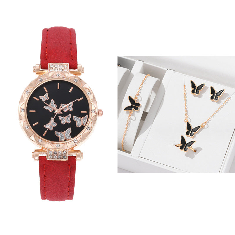 New Douyin popular women's watch, fashionable and personalized simple watch, butterfly digital belt watch wholesale