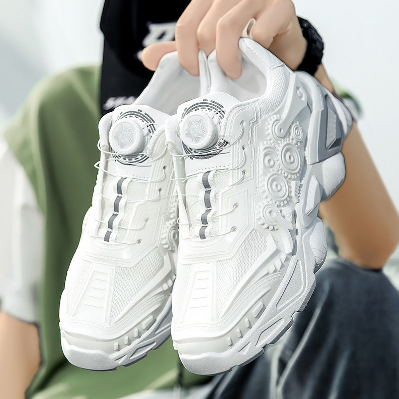 Sports shoes men's swivel buttons foreign trade large size daddy shoes couple running machine armor shoes men's shoes factory direct sales