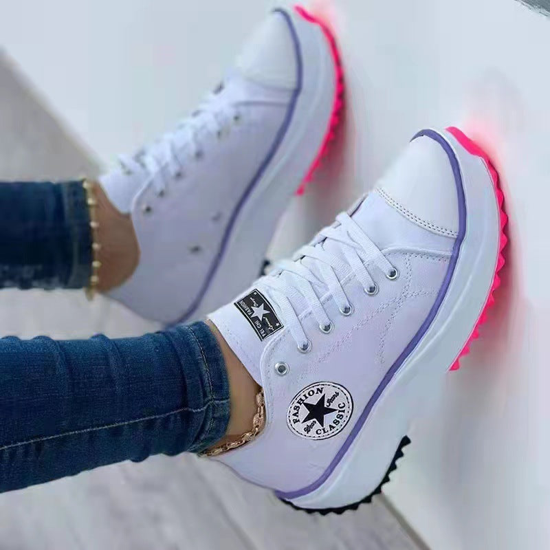 New spring low-top shoes for women thick-soled canvas shoes for women canvas spot platform bottom large size women's shoes