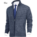 2023 autumn and winter new men's solid color stand collar fashion cardigan sweater knitted jacket large size sweater men