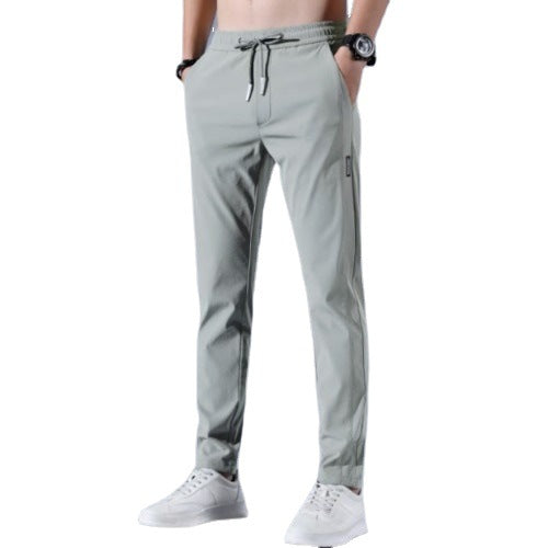 Ice silk casual trousers men's summer thin section 2022 Korean version of work work trend loose straight breathable sports pants