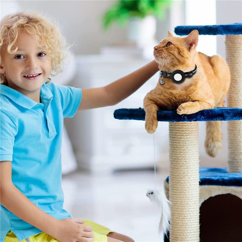 Suitable for Apple Airtag tracker protective case pet reflective belt bell fish bone pendant collar cat collar