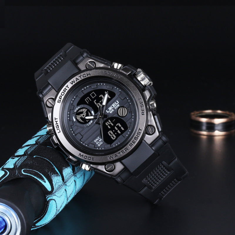 2021 new watch male black technology big dial luminous waterproof trend fashion youth student electronic watch