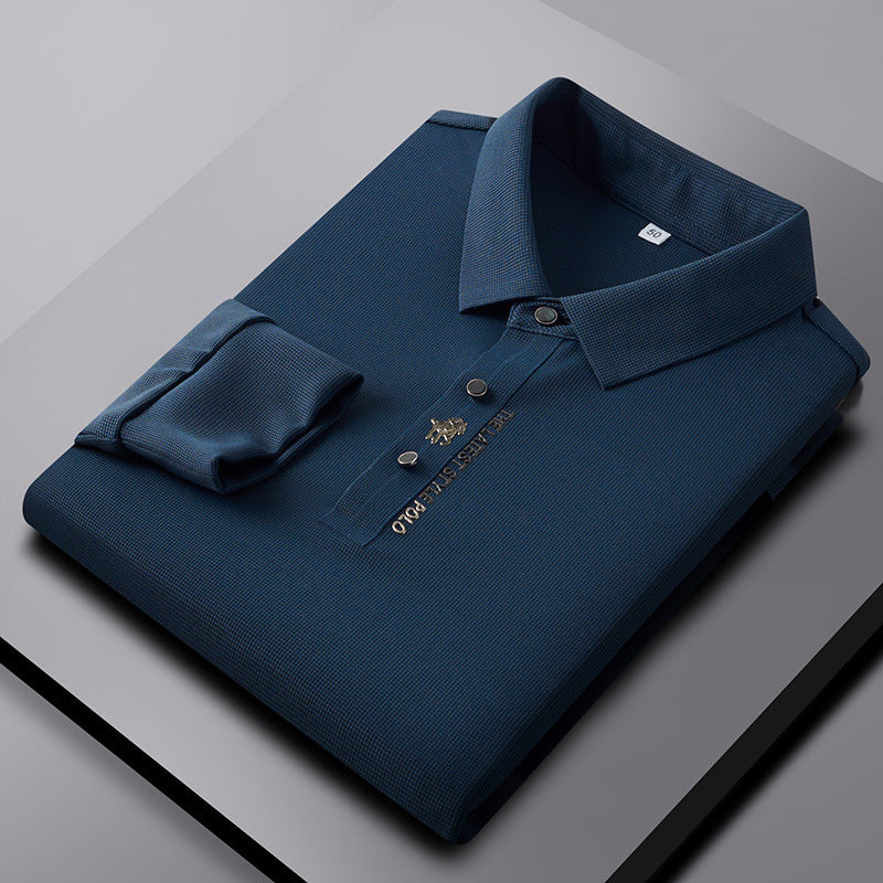 2023 new summer style men's young and middle-aged lapel seamless breathable fashionable short-sleeved T-shirt POLO shirt