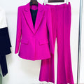 2021 European and American star professional wear fashion one button cloth button mid-length suit + flared pants two-piece suit