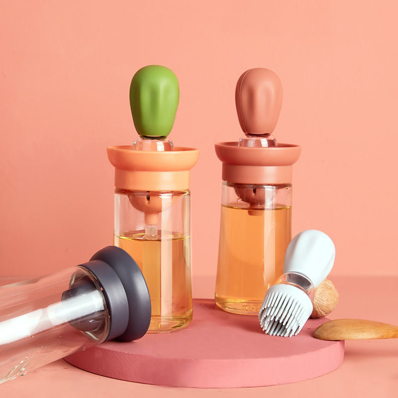 Oil pot brush kitchen silicone oil bottle brush household brush oil bottle quantitative brush oil barbecue brush creative glass brush oil pot