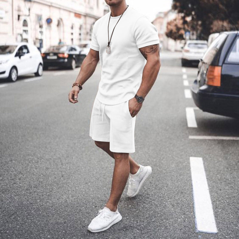 2021 new Amazon ebay hot style men's summer short-sleeved shorts suit sports casual suit men's
