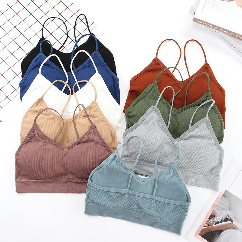 New seamless anti-glare tube top with chest pad threaded camisole beauty back wrap chest one piece bra underwear women