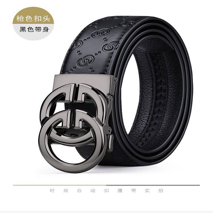 Men's leather belt automatic buckle business trend new style belt high-end cowboy versatile youth fashion belt