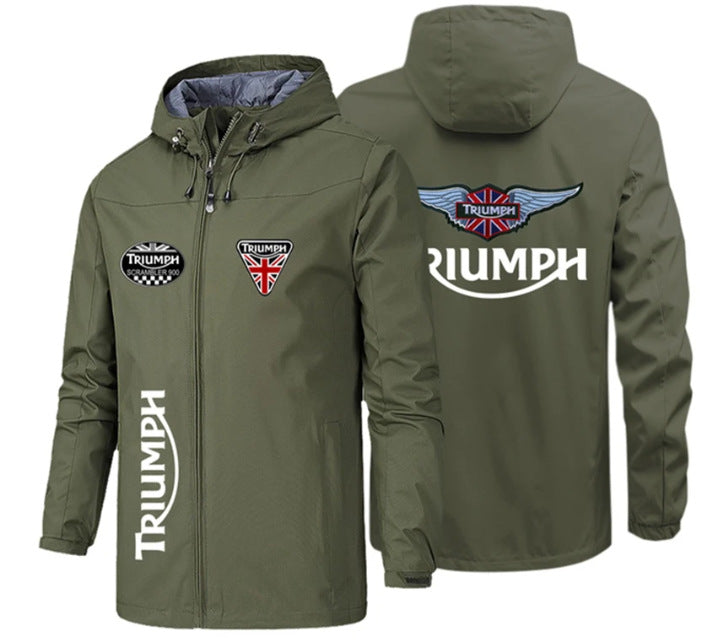 Spring and Autumn Foreign Trade Cross-border Jacket Men's Thin Windbreaker Hooded Jacket Windproof Waterproof Car Logo Sports Tactical Outdoor